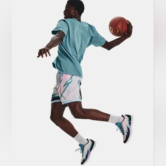 Under Armour Curry Draft Day 8" Basketball Shorts Men's XL Black White Blue Rare - Picture 13 of 13